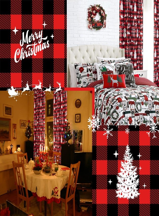 PANELSBURG Christmas Curtains for Living Room 2 Panels Set 84 Inch Length,Red White Snowman Buffalo Plaid Blackout Curtains for Bedroom Country Farmhouse Xmas Holiday Decor,Cortinas Rojas Navideñas para Sala - Image 4
